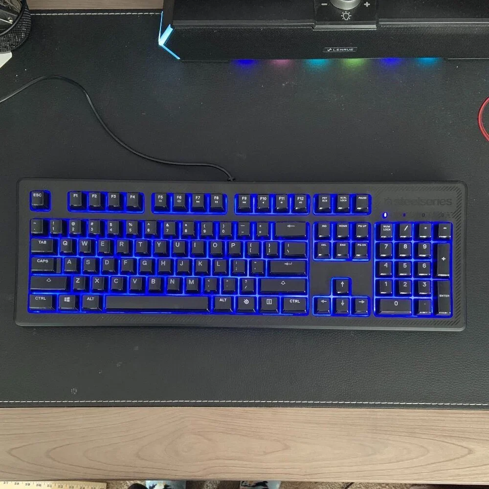 SteelSeries Apex 100 Gaming Keyboard Model KB-00004 Blue Backlit Tested